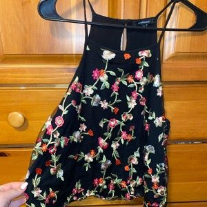 Black floral tank top